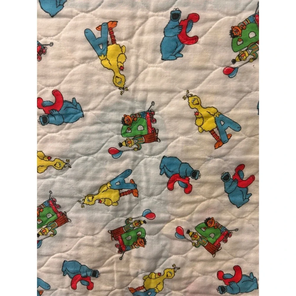 Vintage Sesame Street ABC Baby Quilt Big Bird Cookie Monster Bert Ernie